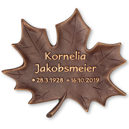 [ST-31541] Bronzová deska s motivem javoru na náhrobek, 18×20 cm