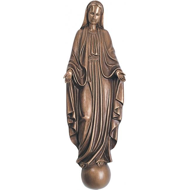 Bronzová Madonna na náhrobek, 25×8 cm nebo 39×14 cm