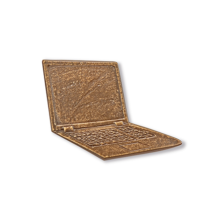 [ST-18944] Bronzová reliéfní dekorace Laptop na náhrobek, 6×7,5 cm