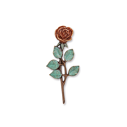 [ST-34011] Bronzová růže na náhrobek, 12×5 cm nebo 20×8,5 cm