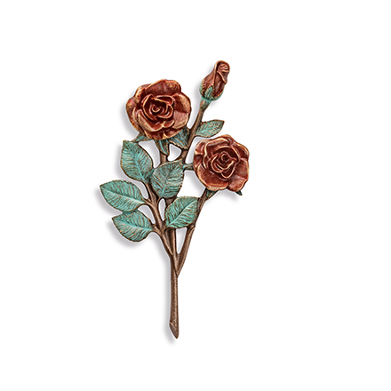 [ST-34012] Bronzová růže na náhrobek, 14×7,5 cm nebo 22,5×12 cm