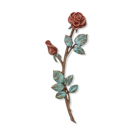 [ST-20066] Bronzová růže na náhrobek, 37×14 cm