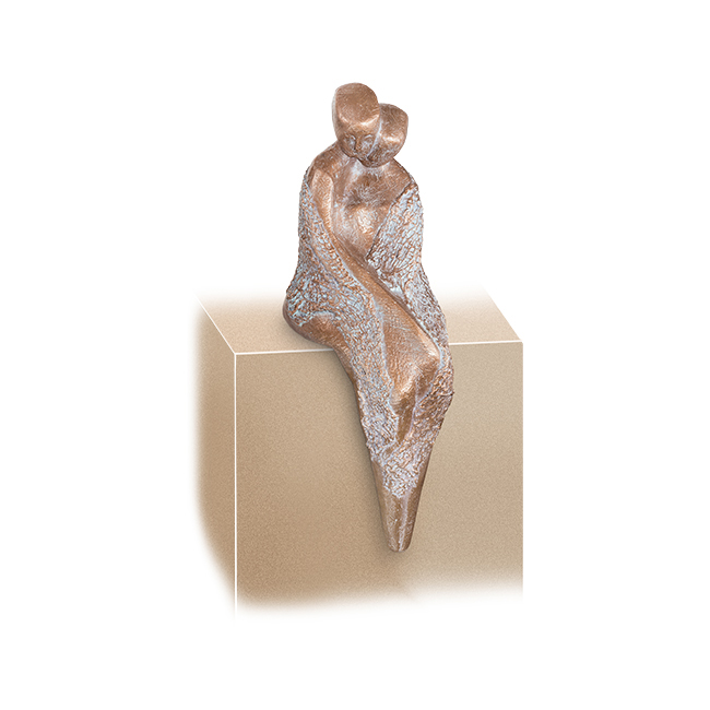 Bronzová socha Sedící pár na náhrobek, 39×13×17 cm