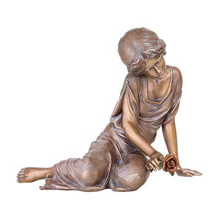 [ST-87617] Bronzová socha Truchlící s růží, 37×42×31 cm