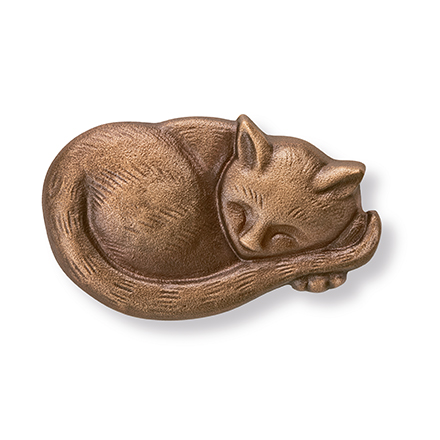 [ST-20261] Bronzová spící kočka na náhrobek, 6×10 cm