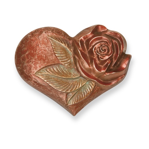 [ST-20649] Bronzové srdce s růží na náhrobek, 5×7 cm nebo 7×9 cm