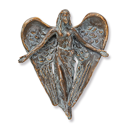 [ST-85537] Bronzový anděl na náhrobek, 12×9,5 cm