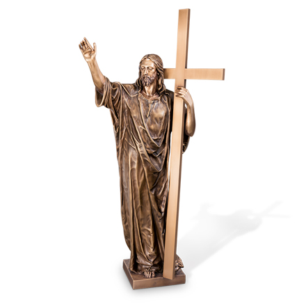 [ST-89580] Bronzový kříž s Kristem, 86×38 cm