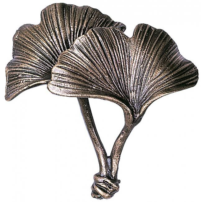 Bronzový list ginko na náhrobek, 11×11 cm