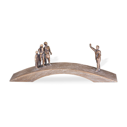 [ST-85383] Bronzový most s postavami na náhrobek, 10×31×7 cm