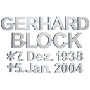 Bronzový nápis Gerhard Block na náhrobek