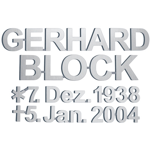 [ST-SZ019] Bronzový nápis Gerhard Block na náhrobek