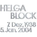 Bronzový nápis Helga Block na náhrobek