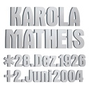 Bronzový nápis Matheis na náhrobek, 4–8 mm