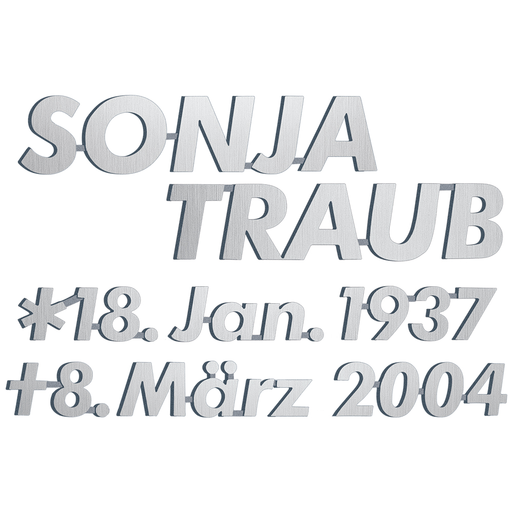 Bronzový nápis Traub na náhrobek
