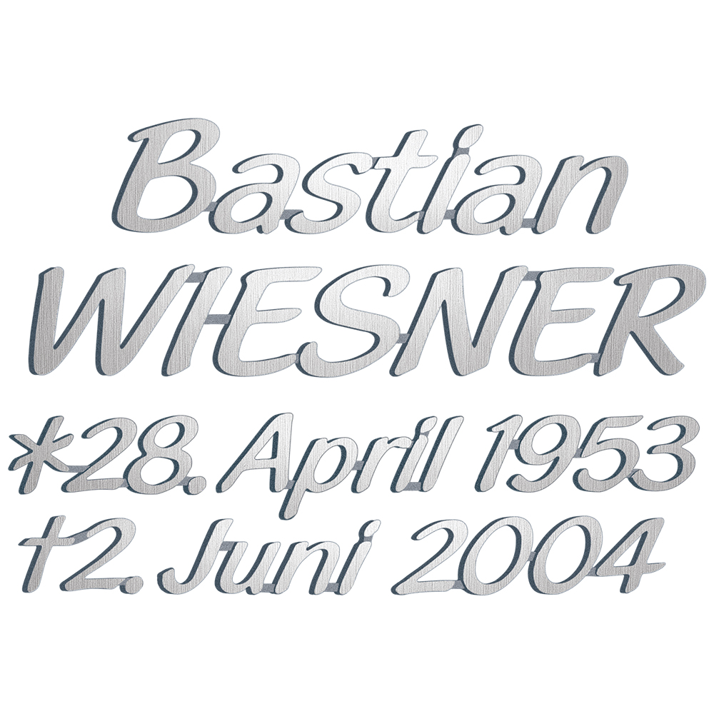 Bronzový nápis Wiesner na náhrobek