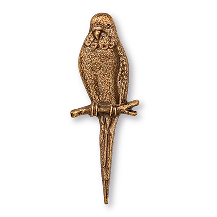 [ST-85221] Bronzový papoušek na náhrobek, 10×3,5 cm