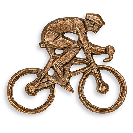 Bronzový reliéf cyklista na náhrobek, 6,5×8 cm nebo 9,5×11,5 cm