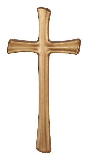 [3874/BRO] Křížek tvarovaný plochý 25 (Bronz)