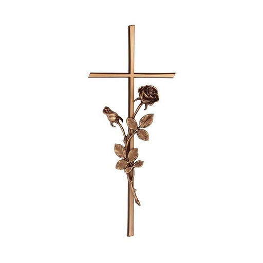 [ST-20406] Náhrobní kříž Karund s růží, bronz, 40–60 cm