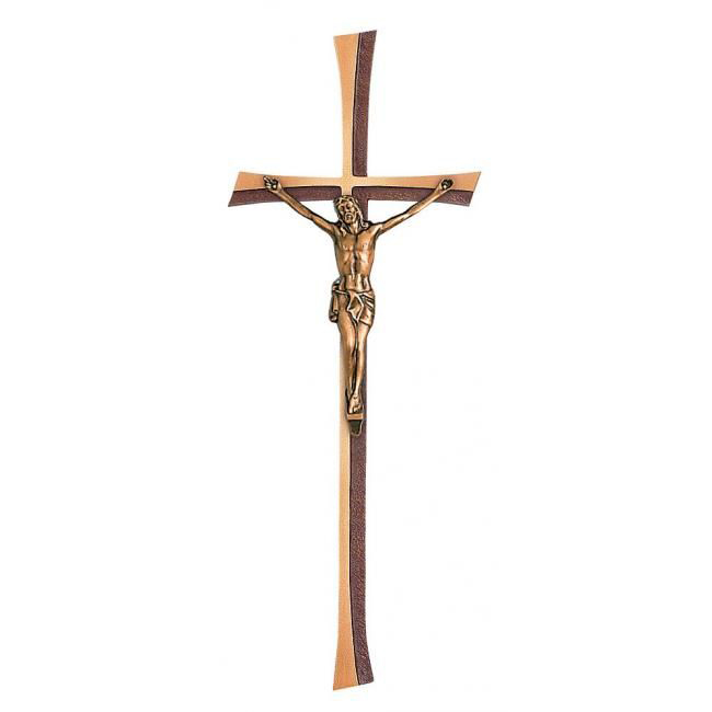 Náhrobní kříž Kontura s Kristem, bronz, 35–50 cm