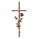 Náhrobní kříž Kursiva s růží, bronz, 30×13 cm nebo 40×15 cm