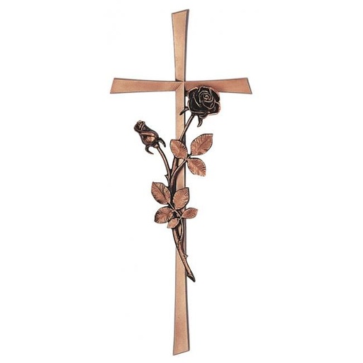 [ST-20064] Náhrobní kříž Revant s růží, bronz, 40×15 cm
