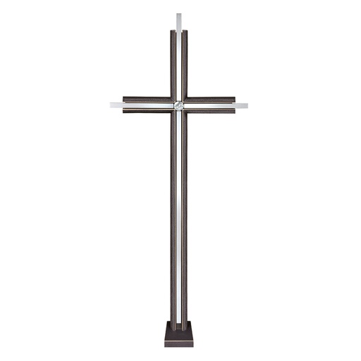 [ST-KREUZ07] Náhrobní kříž s křišťálem, bronz, 73×28 cm nebo 93×28 cm