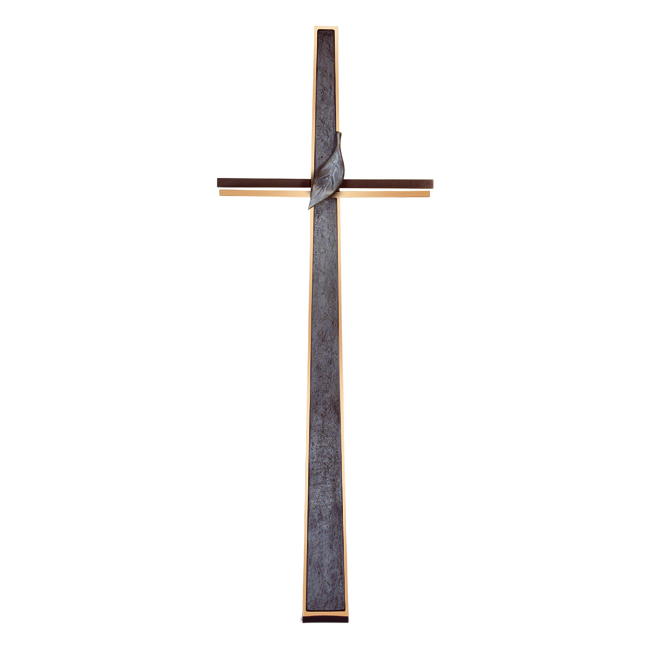 Náhrobní kříž s křišťálem, bronz, 91×33 cm
