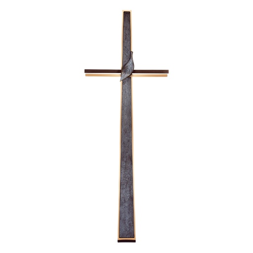 [ST-60171] Náhrobní kříž s křišťálem, bronz, 91×33 cm