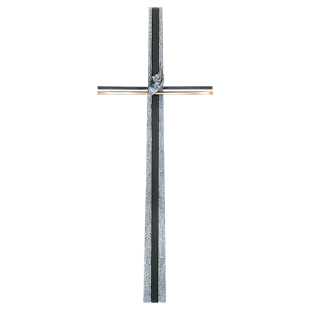 Náhrobní kříž s křišťálem, bronz, 92×36 cm