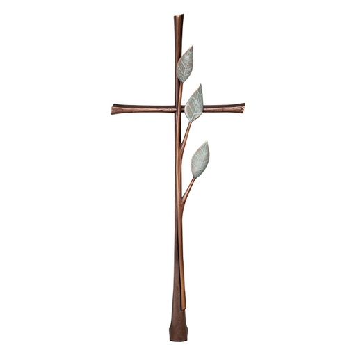 [ST-60248] Náhrobní kříž s křišťálem, bronz, 94×35 cm