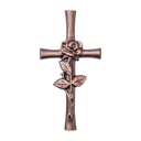 Náhrobní kříž s růží, bronzový, 12×6 cm nebo 20×10 cm
