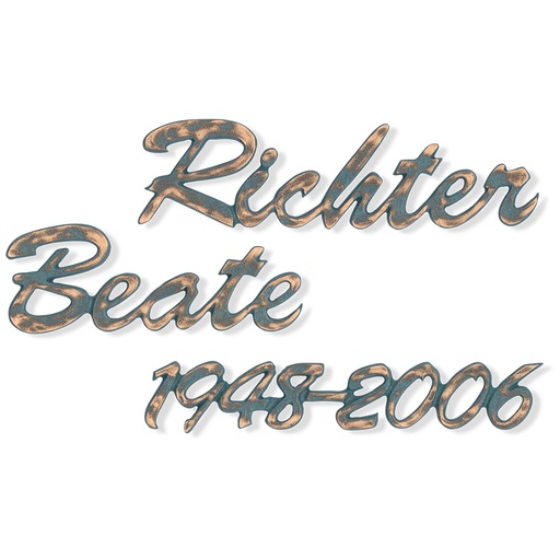 [ST-SZ043] Náhrobní nápis Richter, bronz nebo hliník, tloušťka 6–15 mm