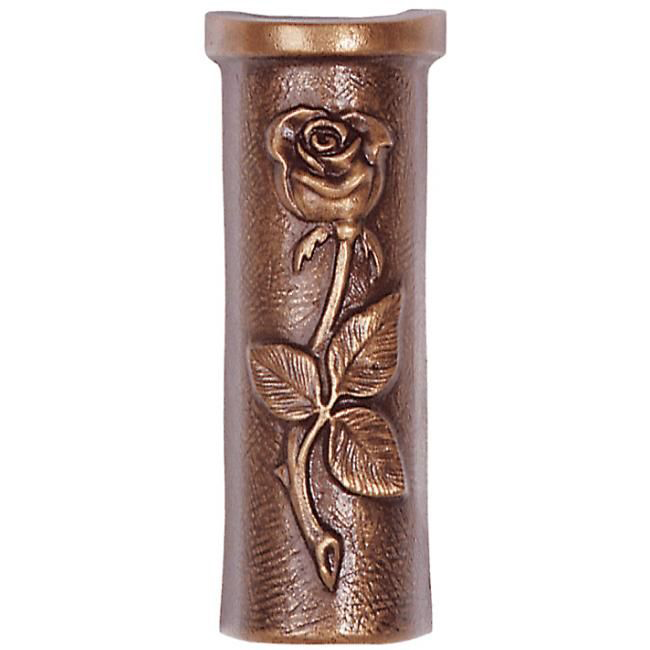 Nástěnná váza na hrob, bronz, 18×7 cm